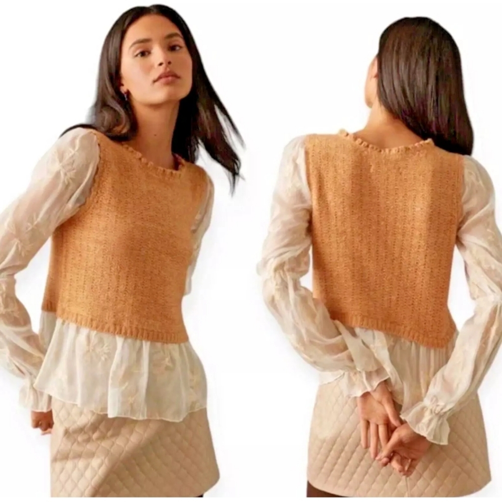 Anthropologie Tan Sweater Vest 🔥🔥last reduction headed to thrift!